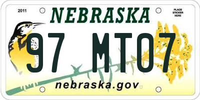 NE license plate 97MT07