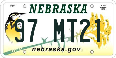 NE license plate 97MT21