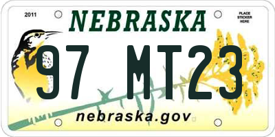 NE license plate 97MT23