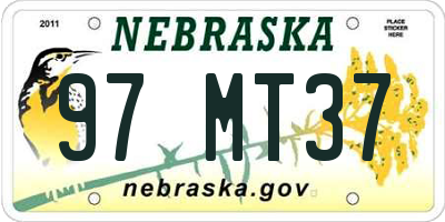 NE license plate 97MT37