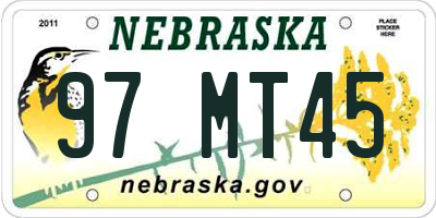 NE license plate 97MT45