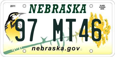 NE license plate 97MT46