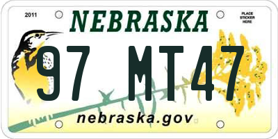 NE license plate 97MT47