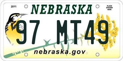 NE license plate 97MT49