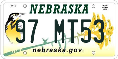 NE license plate 97MT53