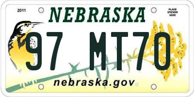 NE license plate 97MT70