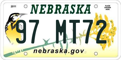 NE license plate 97MT72