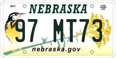 NE license plate 97MT73