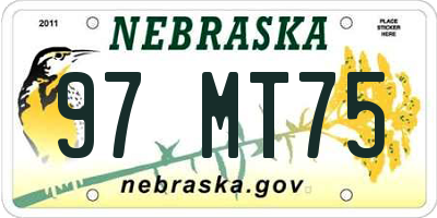NE license plate 97MT75