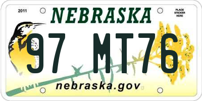 NE license plate 97MT76