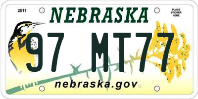 NE license plate 97MT77