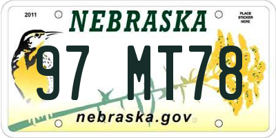 NE license plate 97MT78