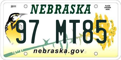 NE license plate 97MT85