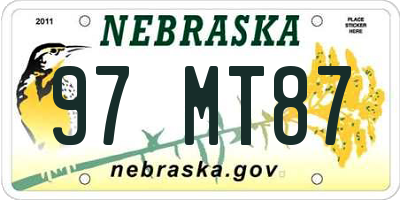 NE license plate 97MT87