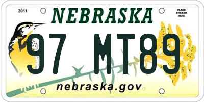 NE license plate 97MT89