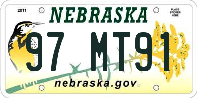 NE license plate 97MT91