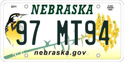 NE license plate 97MT94