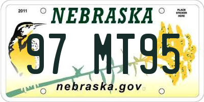 NE license plate 97MT95