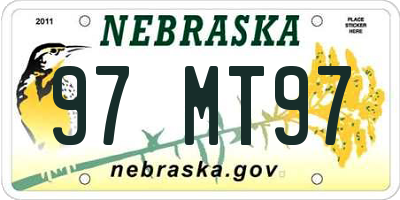 NE license plate 97MT97