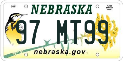 NE license plate 97MT99
