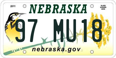 NE license plate 97MU18