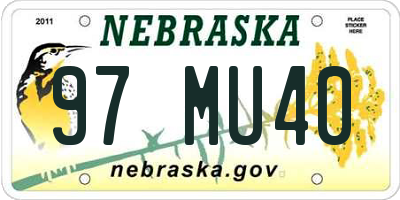 NE license plate 97MU40
