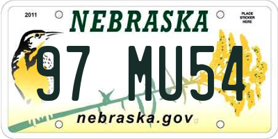 NE license plate 97MU54
