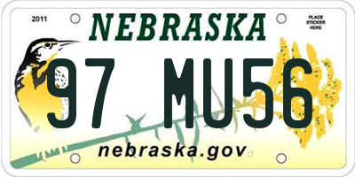 NE license plate 97MU56