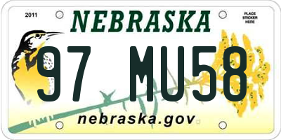 NE license plate 97MU58