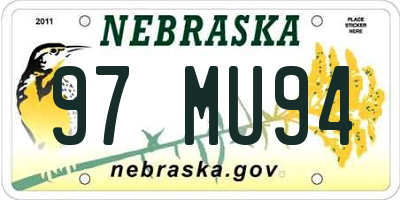 NE license plate 97MU94