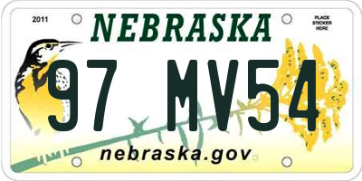 NE license plate 97MV54