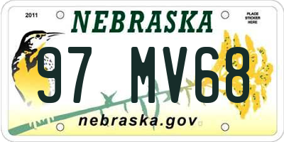 NE license plate 97MV68