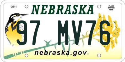 NE license plate 97MV76