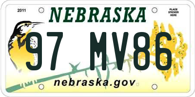 NE license plate 97MV86