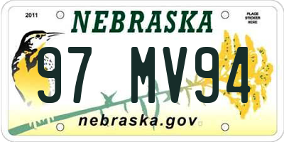 NE license plate 97MV94