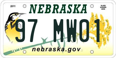 NE license plate 97MW01