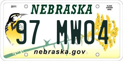 NE license plate 97MW04