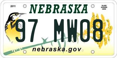 NE license plate 97MW08