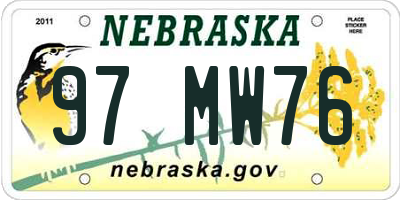 NE license plate 97MW76