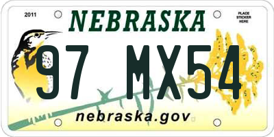 NE license plate 97MX54