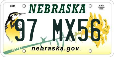 NE license plate 97MX56