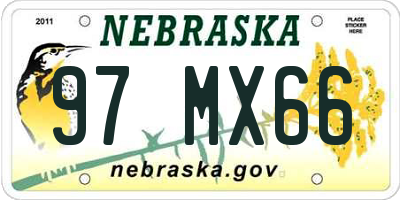 NE license plate 97MX66