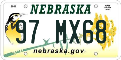 NE license plate 97MX68