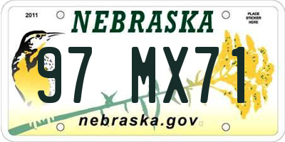 NE license plate 97MX71