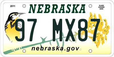 NE license plate 97MX87
