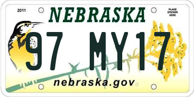 NE license plate 97MY17