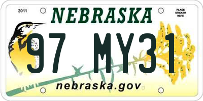 NE license plate 97MY31