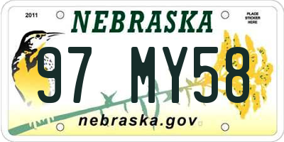 NE license plate 97MY58