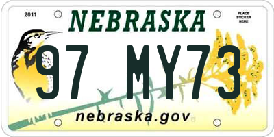 NE license plate 97MY73
