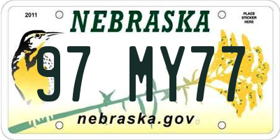 NE license plate 97MY77